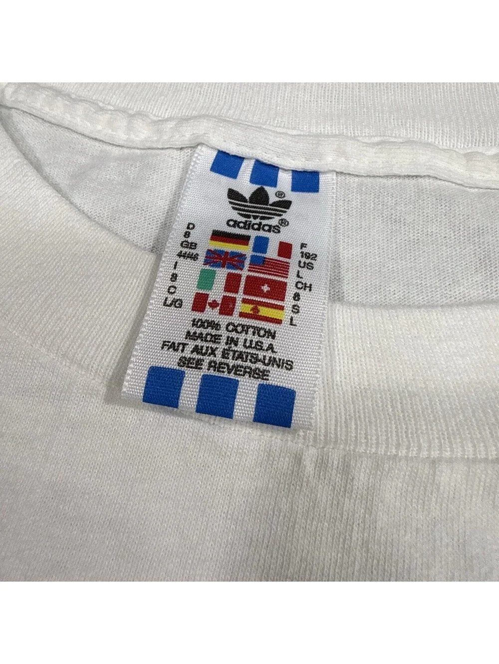 Vintage 90s Adidas Trefoil Graphic T-Shirt White Single Stitch USA Made Large